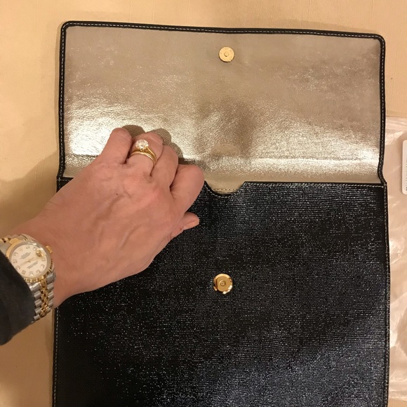 Vintage 1990’s Tusk black patent leather extra flat clutch. NWOT. Pristine. - Picture 3 of 6